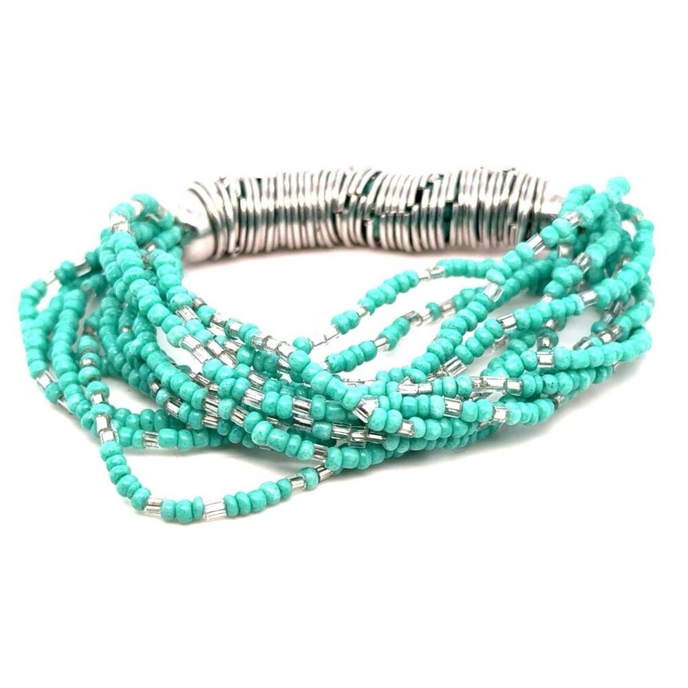 Multi strand Turquoise Color Beaded Bracelet‎ (c)